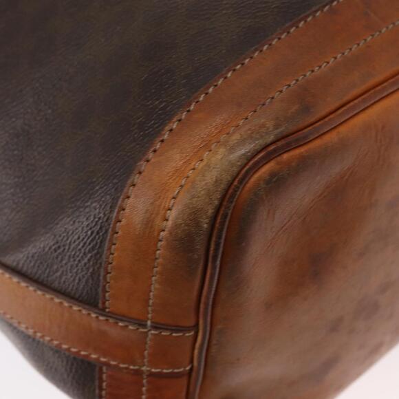 CELINE Macadam Canvas Shoulder Bag PVC Leather Brown Gold...